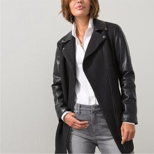 Chico's Wool and Faux Leather Moto Jacket XL EUC